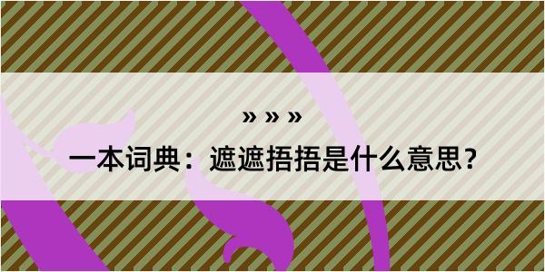 一本词典：遮遮捂捂是什么意思？