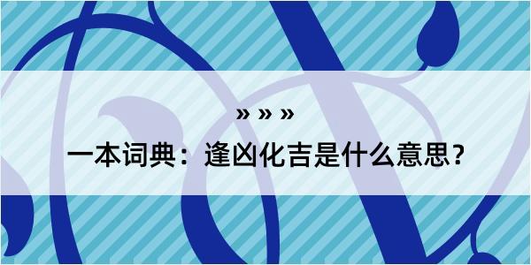 一本词典：逢凶化吉是什么意思？