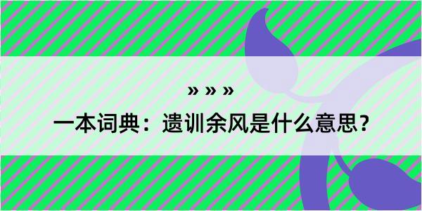 一本词典：遗训余风是什么意思？