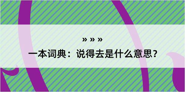 一本词典：说得去是什么意思？