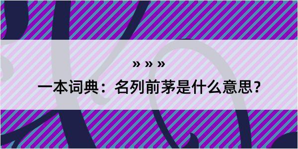 一本词典：名列前茅是什么意思？