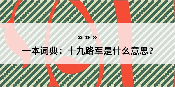 一本词典：十九路军是什么意思？