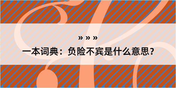 一本词典：负险不宾是什么意思？