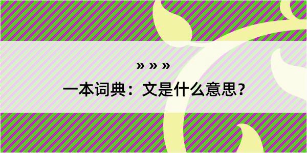 一本词典：文是什么意思？