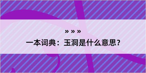 一本词典：玉洞是什么意思？