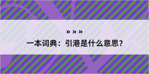 一本词典：引港是什么意思？