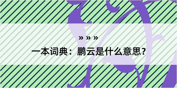 一本词典：鹏云是什么意思？