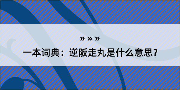 一本词典：逆阪走丸是什么意思？