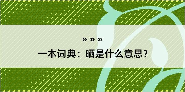 一本词典：晒是什么意思？