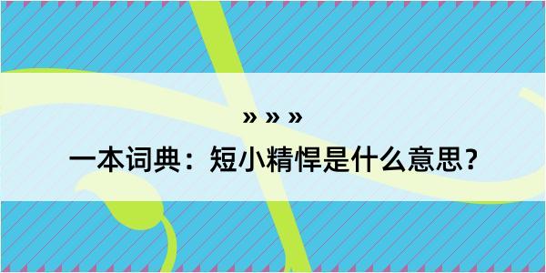 一本词典：短小精悍是什么意思？