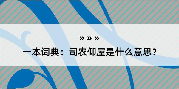 一本词典：司农仰屋是什么意思？