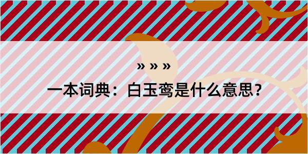 一本词典：白玉鸾是什么意思？