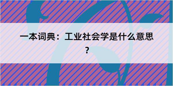 一本词典：工业社会学是什么意思？