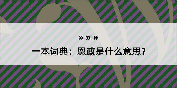 一本词典：恩政是什么意思？