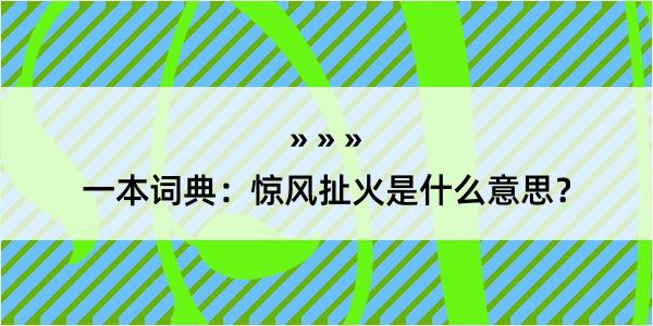 一本词典：惊风扯火是什么意思？