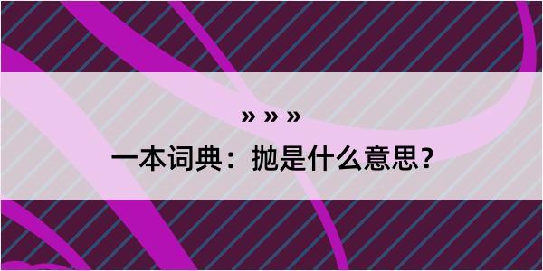 一本词典：抛是什么意思？