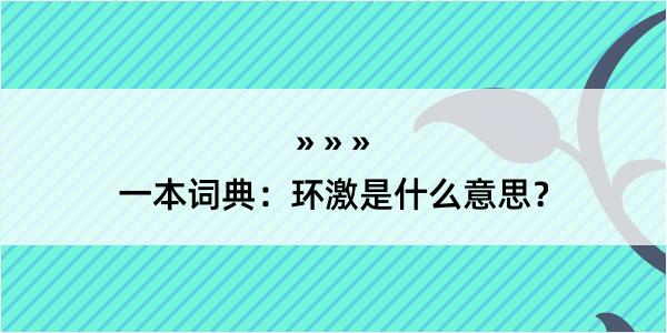 一本词典：环激是什么意思？