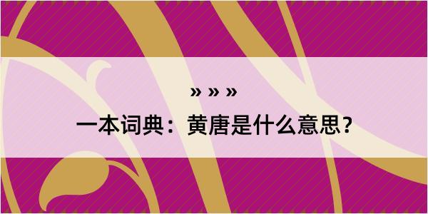 一本词典：黄唐是什么意思？