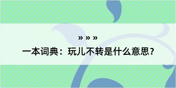 一本词典：玩儿不转是什么意思？