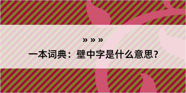 一本词典：壁中字是什么意思？