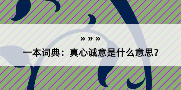 一本词典：真心诚意是什么意思？