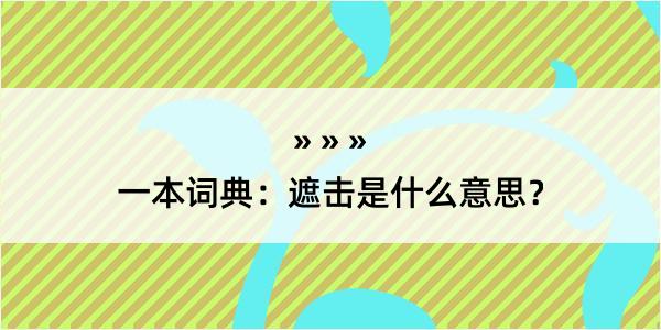 一本词典：遮击是什么意思？