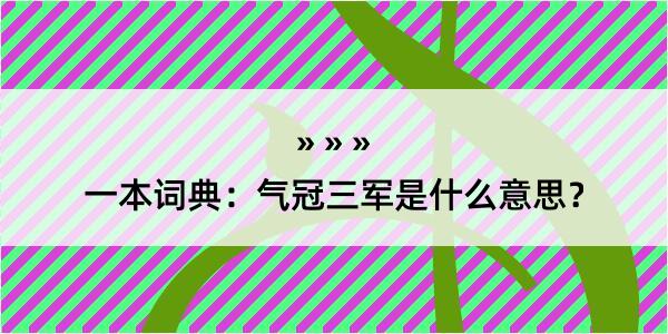 一本词典：气冠三军是什么意思？