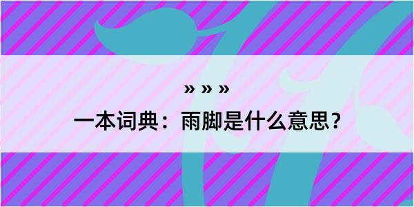 一本词典：雨脚是什么意思？