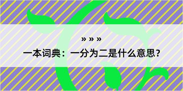 一本词典：一分为二是什么意思？