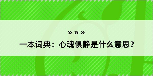 一本词典：心魂俱静是什么意思？