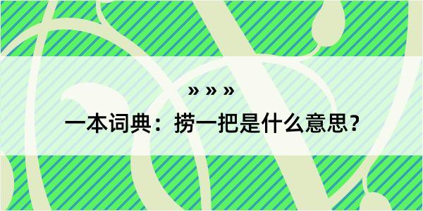 一本词典：捞一把是什么意思？