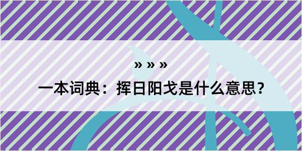 一本词典：挥日阳戈是什么意思？