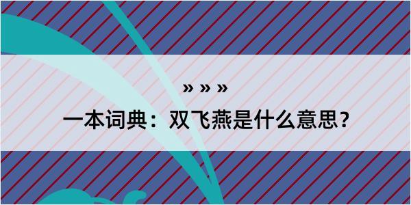 一本词典：双飞燕是什么意思？