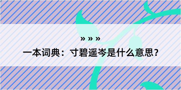 一本词典：寸碧遥岑是什么意思？