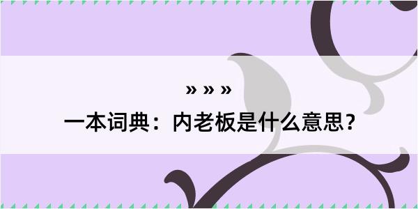 一本词典：内老板是什么意思？