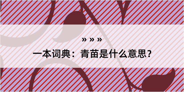 一本词典：青苗是什么意思？