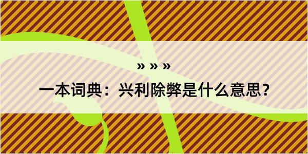 一本词典：兴利除弊是什么意思？