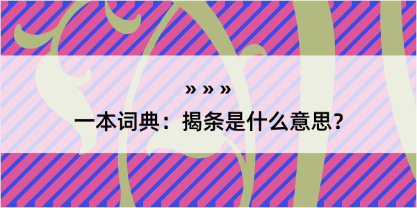 一本词典：揭条是什么意思？