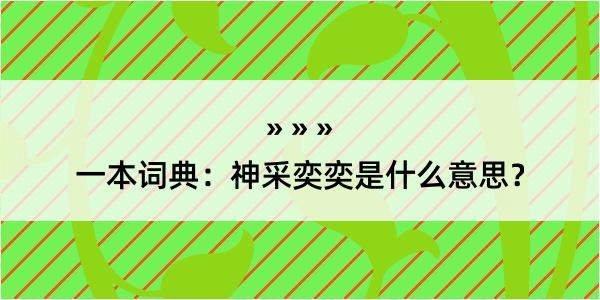 一本词典：神采奕奕是什么意思？