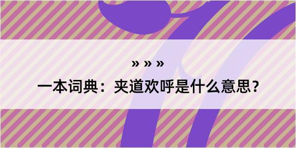 一本词典：夹道欢呼是什么意思？