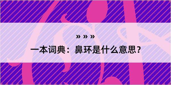 一本词典：鼻环是什么意思？