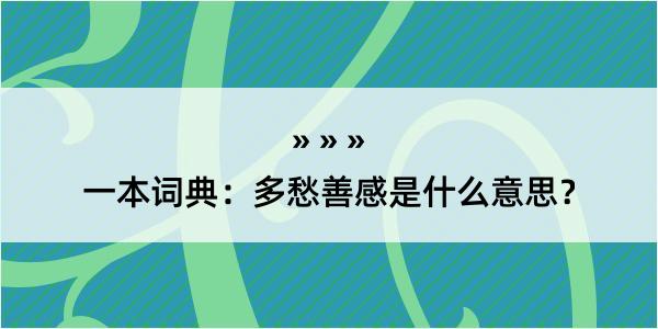 一本词典：多愁善感是什么意思？