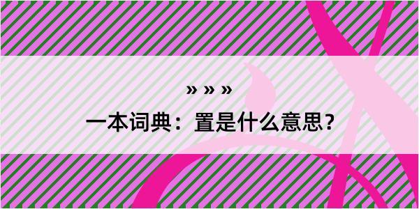 一本词典：置是什么意思？