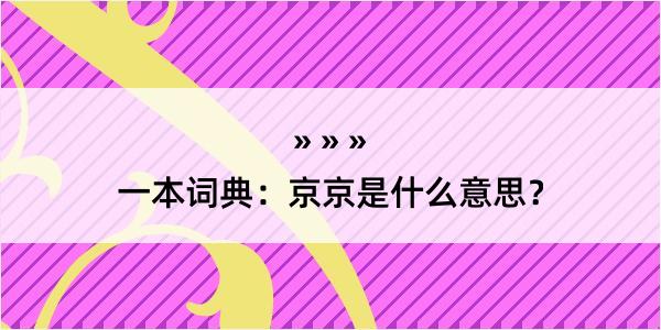 一本词典：京京是什么意思？