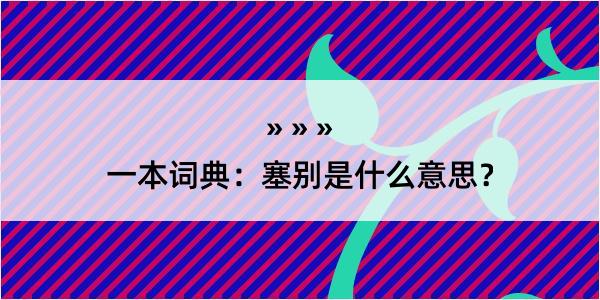 一本词典：塞别是什么意思？