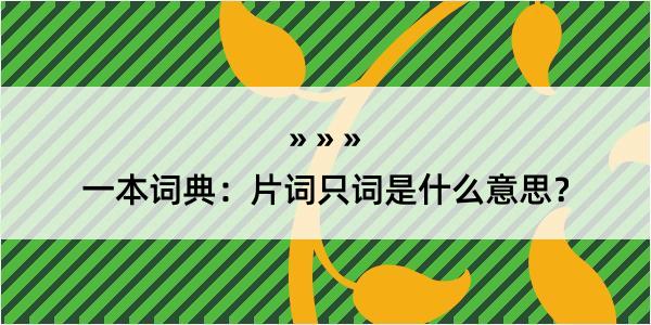 一本词典：片词只词是什么意思？