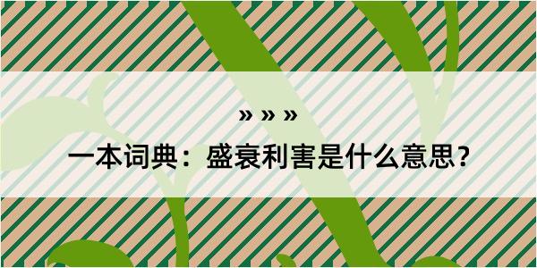 一本词典：盛衰利害是什么意思？