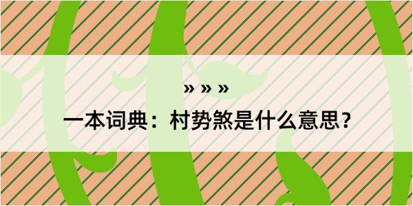 一本词典：村势煞是什么意思？