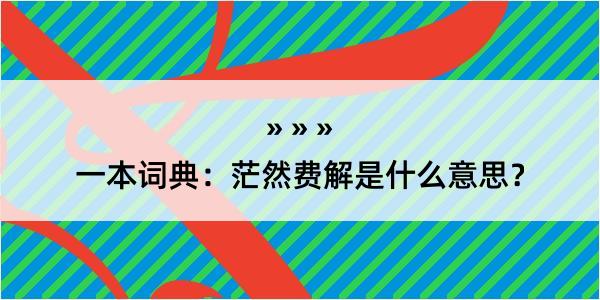 一本词典：茫然费解是什么意思？