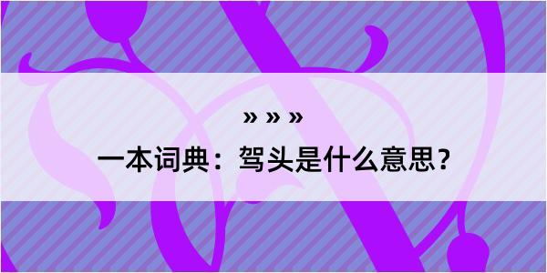 一本词典：驾头是什么意思？